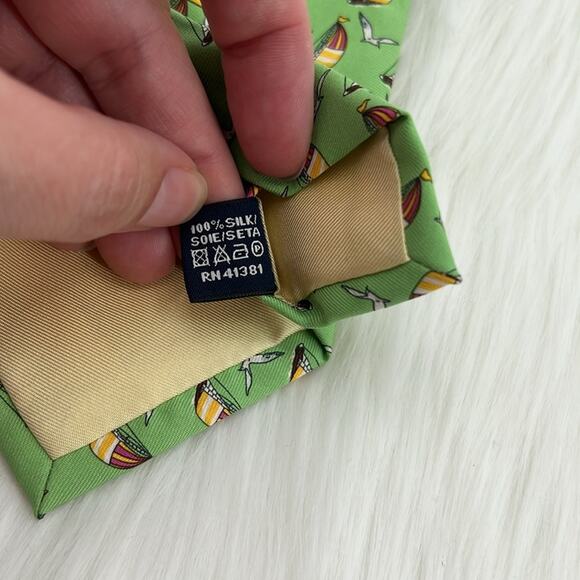 Polo Ralph Lauren Sailboat/Seagull 100% Silk - Green - Picture 4 of 5